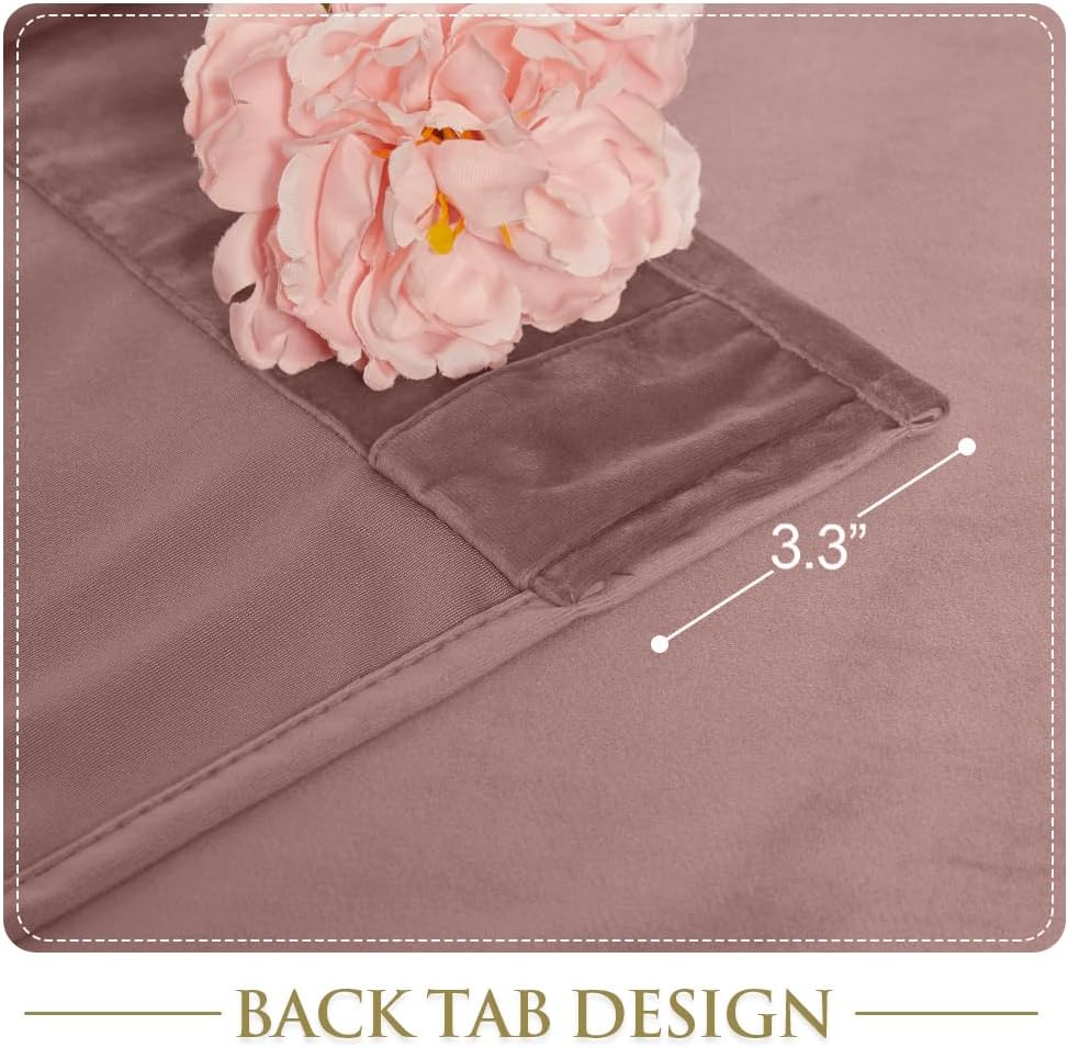 Wild Rose Pink Velvet Curtains Nursery Privacy, W52 x L94, 2 Panels | Room Darkening, Back Tab Pinch Pleat, Thermal Window Drapes, Privacy & UV Protection for Bedroom, Girls' Room, Living Room