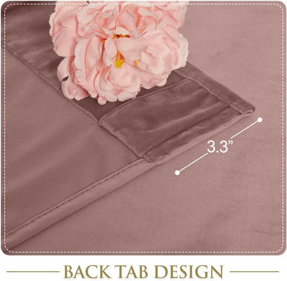 Wild Rose Pink Velvet Curtains Nursery Privacy, W52 x L94, 2 Panels | Room Darkening, Back Tab Pinch Pleat, Thermal Window Drapes, Privacy & UV Protection for Bedroom, Girls' Room, Living Room