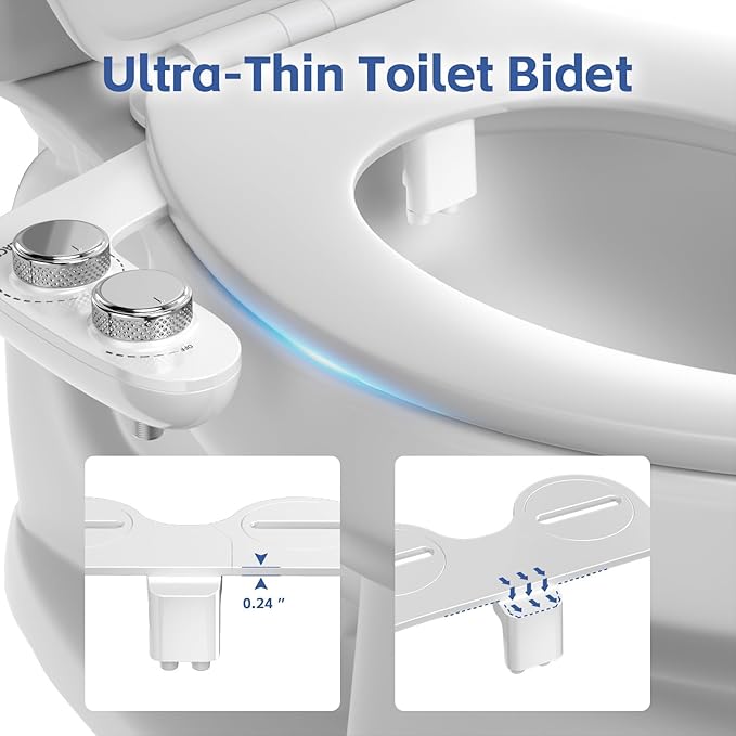 Bidet Attachment for Toilet Sprayer, Self-Cleaning Dual Retractable Nozzles - Image 4