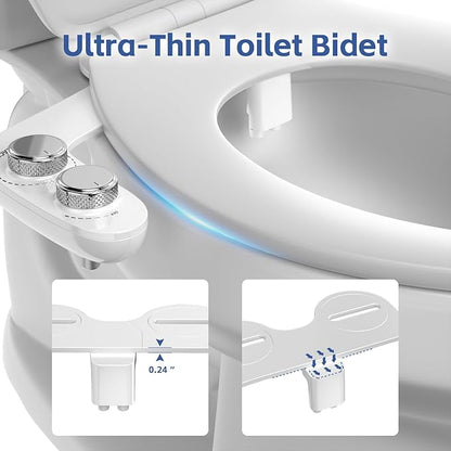Bidet Attachment for Toilet Sprayer, Self-Cleaning Dual Retractable Nozzles - Image 4