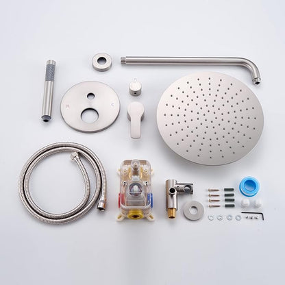 Iriber Brushed Nickel Shower System Wall Mounted Shower Faucet Mixer Set - Image 7