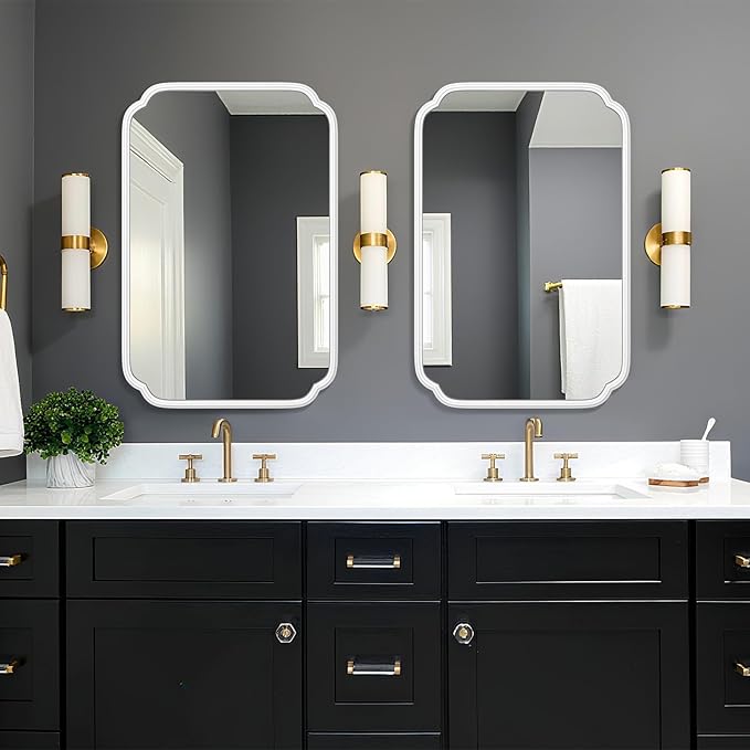 White Bathroom Mirror for Over Sink 24×36 Inch - Image 2