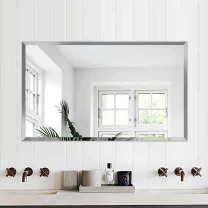 24x40 Inch Bathroom Mirror Frameless Beveled Edge Rectangle Wall Mirror - Image 2