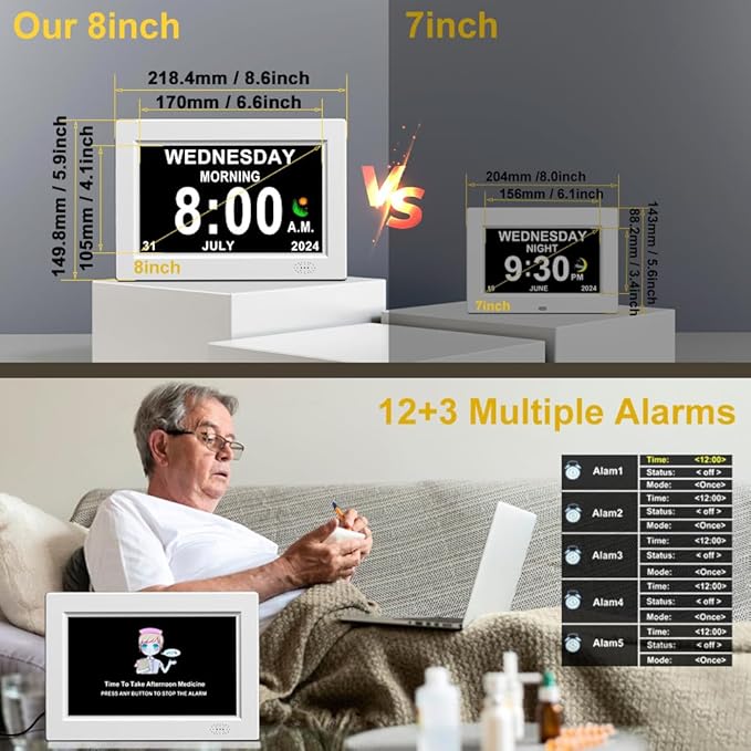 CAZOKASI 8inch Extra Large Impaired Vision Digital Alarm Clock - Image 2