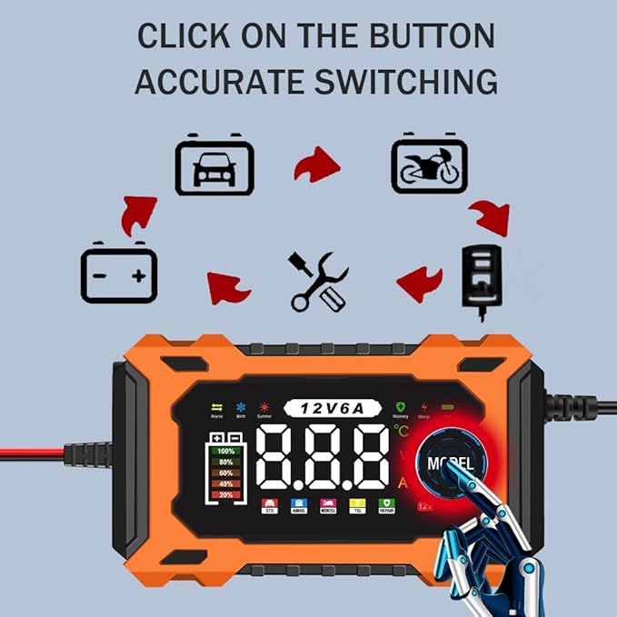 6-Amp 12V Smart Car Battery Charger, Battery Maintainer Trickle Charger - Image 5
