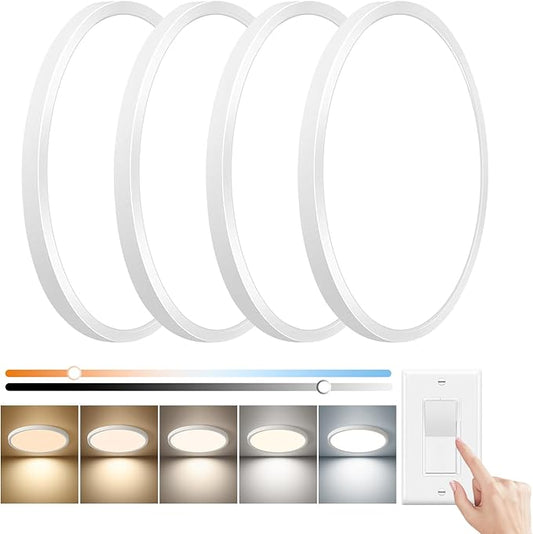 15.8 Inch Dimmable LED Flush Mount Ceiling Light, 3000K/3700K/4000K/5000K/6000K by FY+WISDOM+FLY+LIGHTING