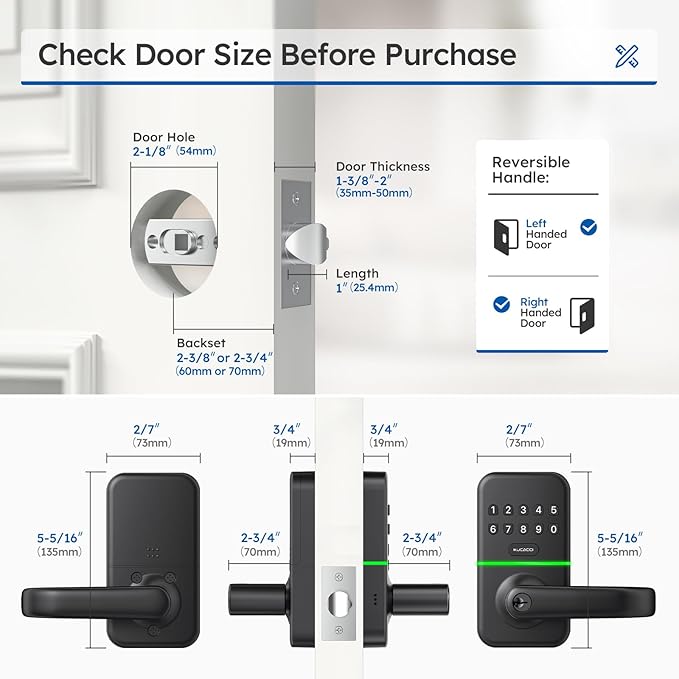 Smart Door Handle Lock with Keypad: Kucacci Keyless Entry Digital Knob - Image 6