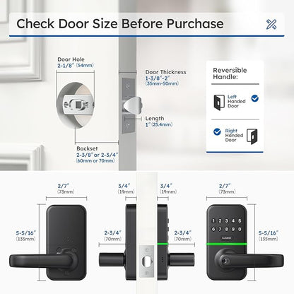 Smart Door Handle Lock with Keypad: Kucacci Keyless Entry Digital Knob - Image 6