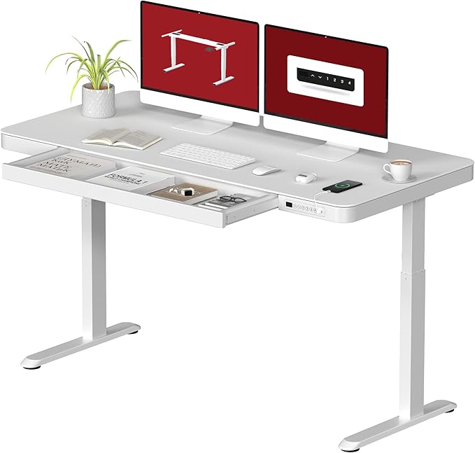 Standing Desk with Drawer, Electric Height Adjustable Home Office Desk with by sanodesk