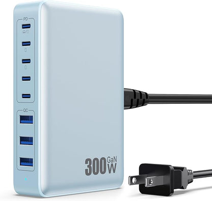 USB C Charger 300W USB C Charger Block, 8-Ports GaN IV Fast Charging Station Hub by GKUTW