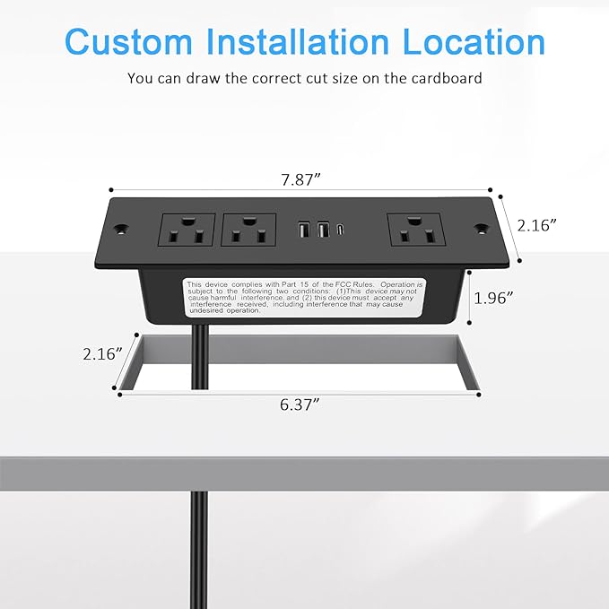 HEZI Recessed Power Strip, Furniture Drawer Outlet - Image 6