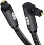 EMK 90 Degree Toslink Optical Cable 360 Degree Free-Rotating Plug Fiber Optic by EMK
