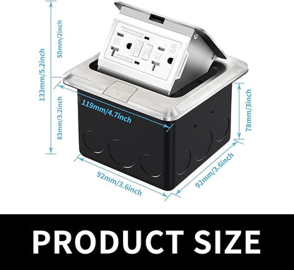 Vagueior Pop-Up Floor Box Kit, 20A Tamper-Weather Resistant Receptacle GFCI - Image 2