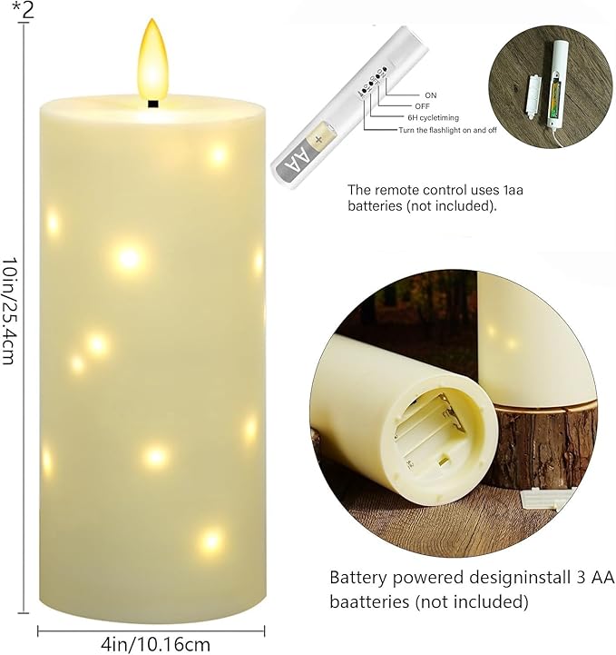 4" x 10" Large Outdoor Waterproof Flickering Flameless Candles - Image 5