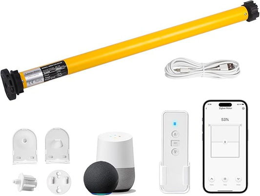 AM25 Zigbee Smart Blinds Motor for 1.5" Shade Tube, Type-C Rechargeable Window by Unknown