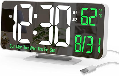 KOSUMOSU Alarm Clock for Bedroom, 6.7" Led Desk Digital Clock, Mirror Clock by KOSUMOSUTECHNOLOGY