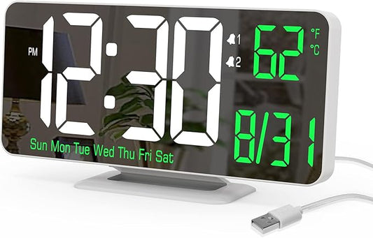 KOSUMOSU Alarm Clock for Bedroom, 6.7" Led Desk Digital Clock, Mirror Clock by KOSUMOSUTECHNOLOGY