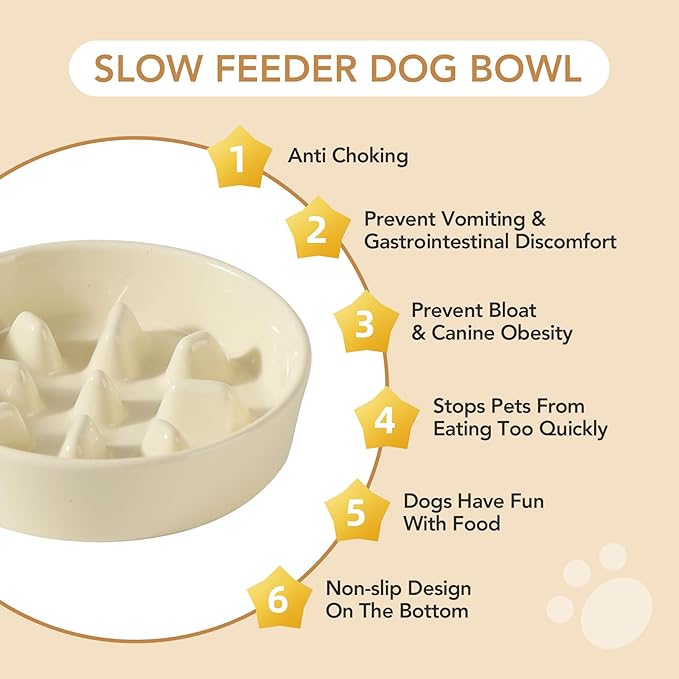 Ceramic 1.2 Cup Dog Raised Slow Feeder Set, Elevated Bowl - Image 6