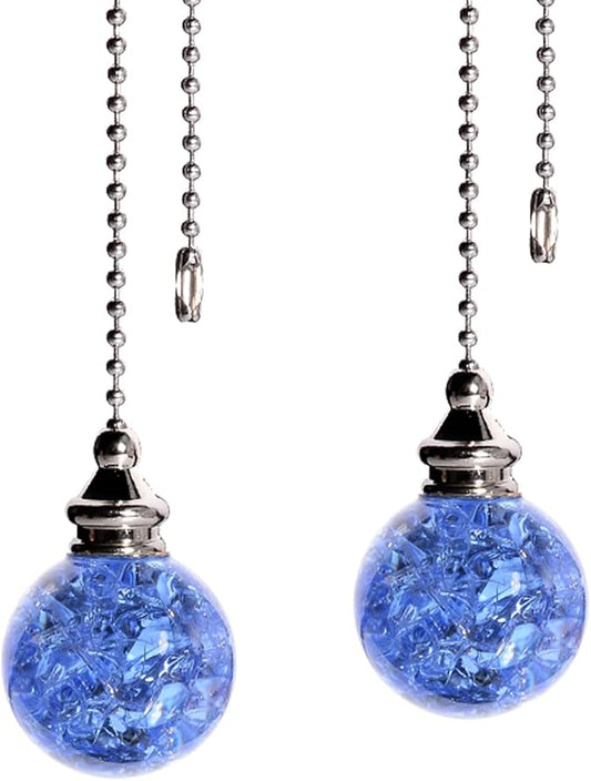 LONGSHENG - SINCE 2001 - 2PCS Light Blue Pull Chain Crystal Glass Ice Cracked by LONGSHENG-SINCE2001-