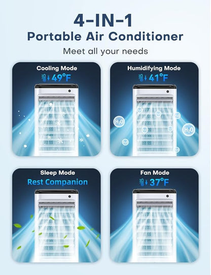 CENSTECH 4-IN-1 Portable Air Conditioners, Evaporative Air Cooler w/3Modes & - Image 6