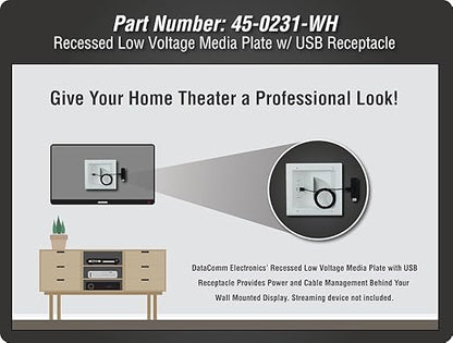 DATA COMM Electronics 45-0231-WH USB Recessed Media Outlet Box, In-Wall Cable - Image 5