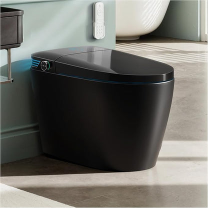 WANSID Black Smart Toilet with Bidet Built In, Auto Open/Close Lid, Heated Seat by WANSID