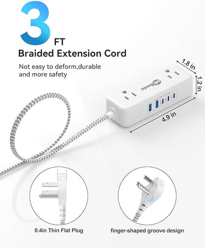 Power Strip with USB C, Small Extension Cord with 4 Outlets & 2 USB-A and 3 - Image 5