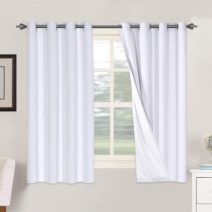 H.VERSAILTEX Linen Blackout Curtains 63 Inches Long 100% Blackout Thermal by HVERSAILTEX