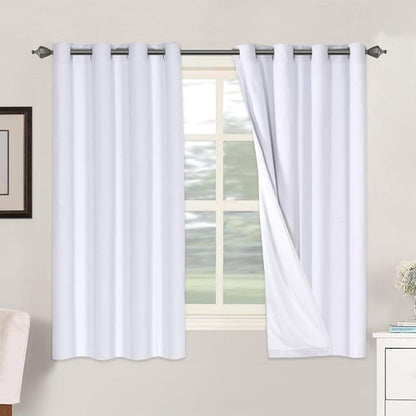 H.VERSAILTEX Linen Blackout Curtains 63 Inches Long 100% Blackout Thermal by HVERSAILTEX
