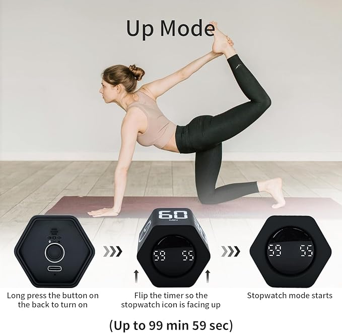Productivity Timer Flip Gravity Sensor Cube Timer Countdown & Countup, Mute & - Image 4