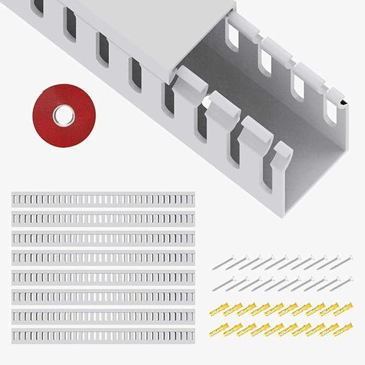 Open Slot Wiring Raceway Cable Duct, 123in Cable Management Channel Cord Track by REFLYING