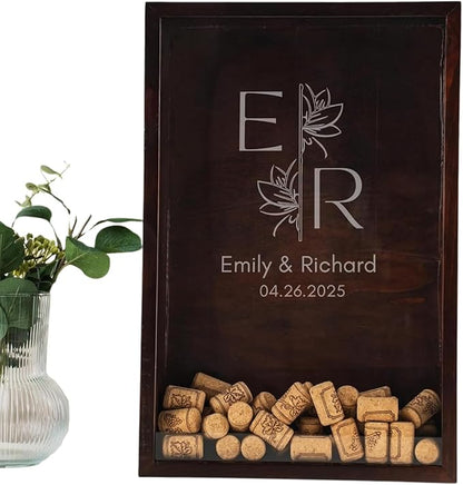ARYCRAFTS Personalized Wooden Wine Cork Holder Shadow Box – Custom Engraved by Unknown