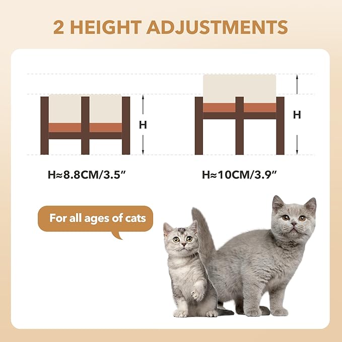 Ceramic 5.1inch Raised Dog and Cat Bowl Set, 2 Heights Elevated Wooden Stand - Image 3