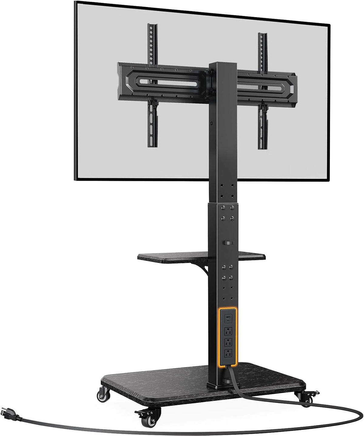 perlegear mobile tv stand with power outlet, tilt, main product view