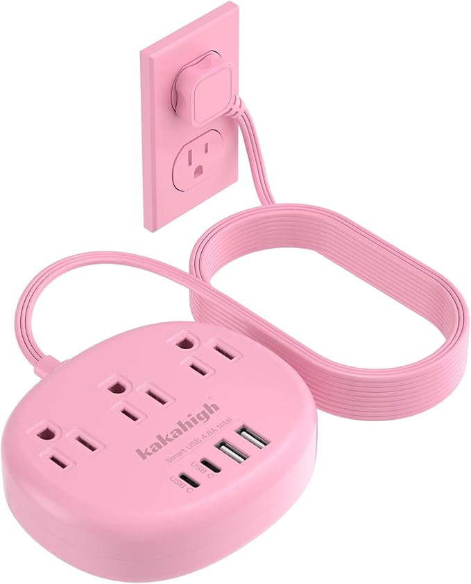 Pink Extension Cord - 10 FT Flat Extension Cord by YourBetterchoice