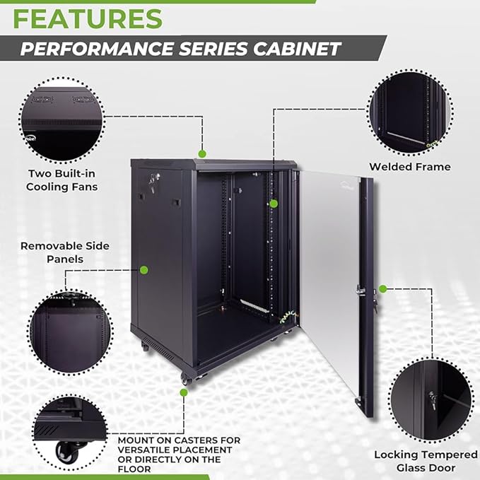 NavePoint 15U Server Cabinet Wall Mount Rack Enclosure - Image 2