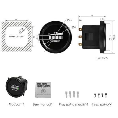 NinE-ROnG LED Battery Indicator Meter Gauge - Image 6