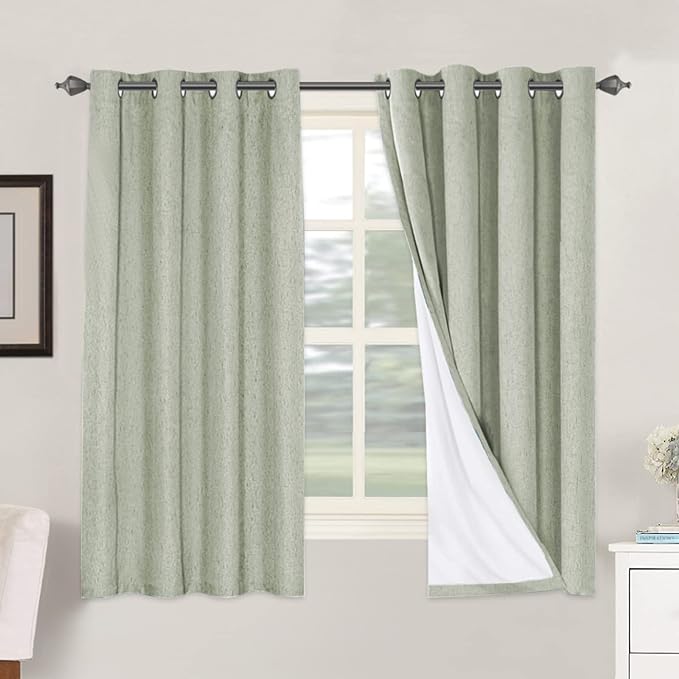 H.VERSAILTEX Linen Blackout Curtains 63 Inches Long 100% Absolutely Blackout by HVERSAILTEX