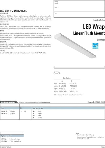 Lithonia Lighting 4 Foot LED Light Fixture, Low-Profile LED Wraparound Flush - Image 5