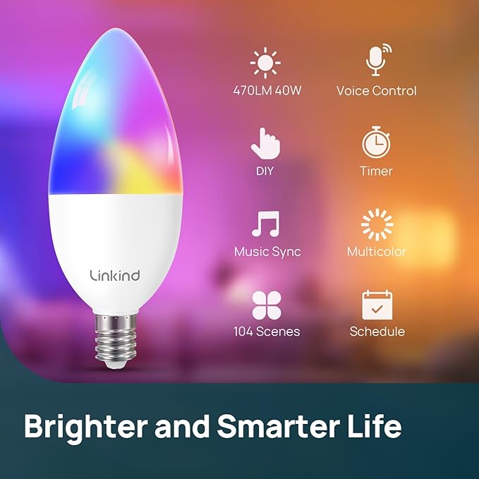 Linkind Matter Smart Bulbs, E12 Led Bulb Works - Image 4