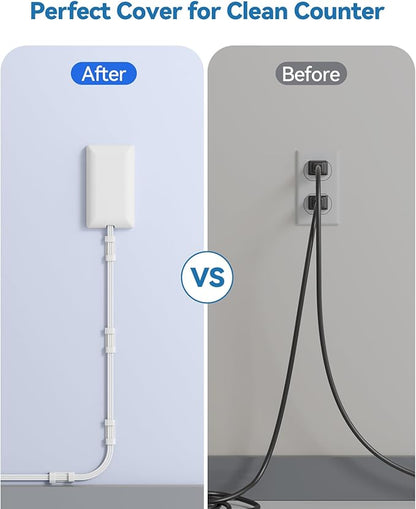 25FT Extension Cord with Outlet Cover & Multi USB, Ultra Thin Outlet Concealer - Image 2