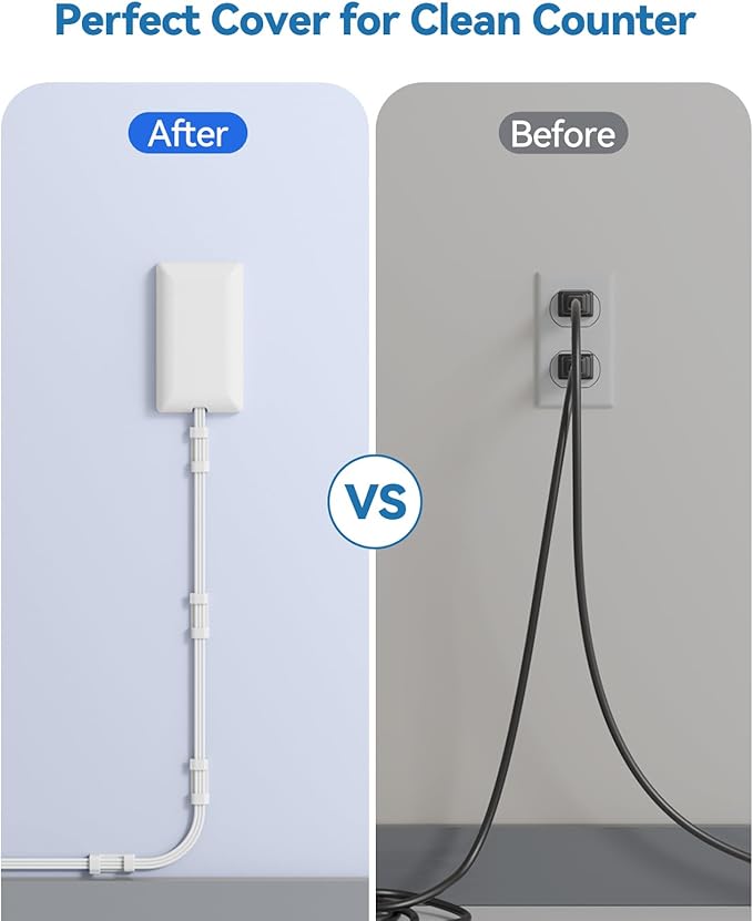 Flat Extension Cord with Outlet Cover & Cable Clips- 10 FT, 1625W Child Proof - Image 8