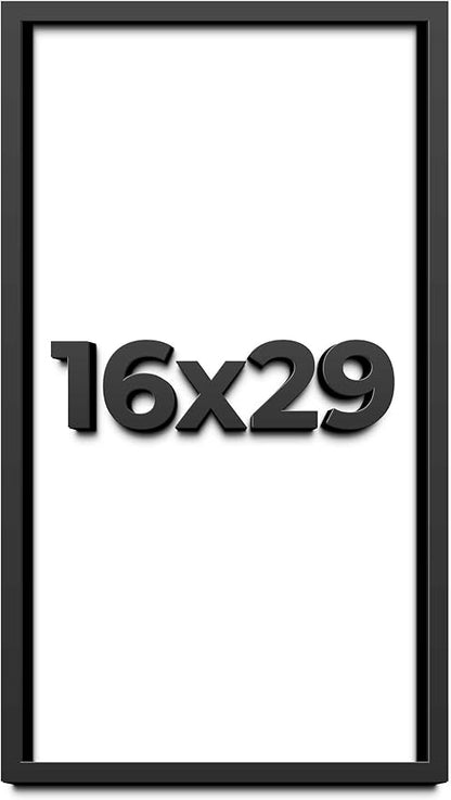 16x29 Shadow Box Frame Black | 1 Inch Deep Solid Wood Shadowbox Display Frame | by CustomPictureFrames