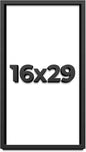 16x29 Shadow Box Frame Black | 1 Inch Deep Solid Wood Shadowbox Display Frame | by CustomPictureFrames