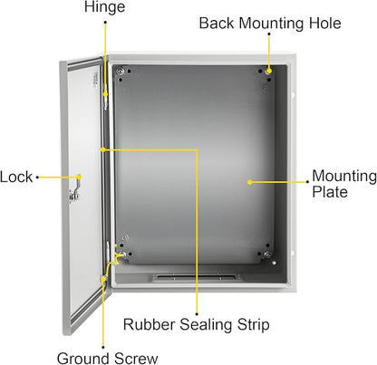 VEVOR NEMA Steel Enclosure, IP66 Waterproof & Dustproof, Outdoor/Indoor - Image 9