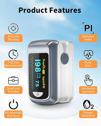 Fingertip Pulse Oximeter Blood Oxygen Saturation Monitor Pulse Ox, Heart Rate - Image 5