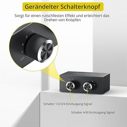 PROZOR 4-Way Stereo L/R Sound Channel Bi-Directional Audio Switcher, 2 in 4 Out - Image 3