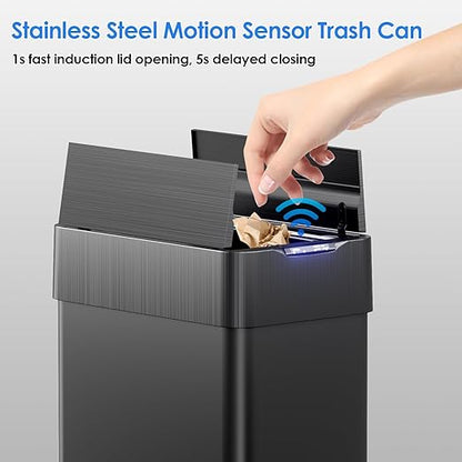 TLSUNNY 16 Gallon Automatic Trash Can, Stainless Steel Motion Sensor Garbage bin - Image 3