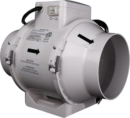 VENTS-US TT Silent 125-5" Inline Duct Fan, 199 CFM, 2-Speed Built-In Switch - Image 4