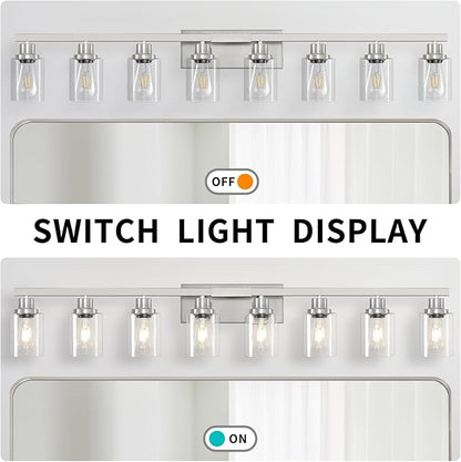 DIKAIDA 52inch Brushed Nickel Vanity Light Fixtures, 8 Light Brushed Nickel - Image 5